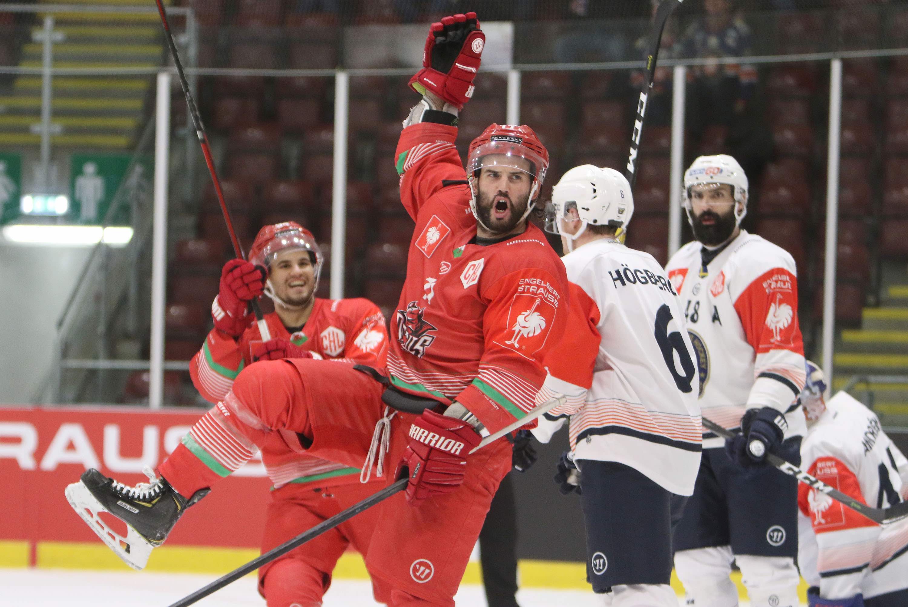 Photo 1 Stephen Dixon Scoring Against Vaxjo Lakers In The CHL Last Season , British Ice Hockey