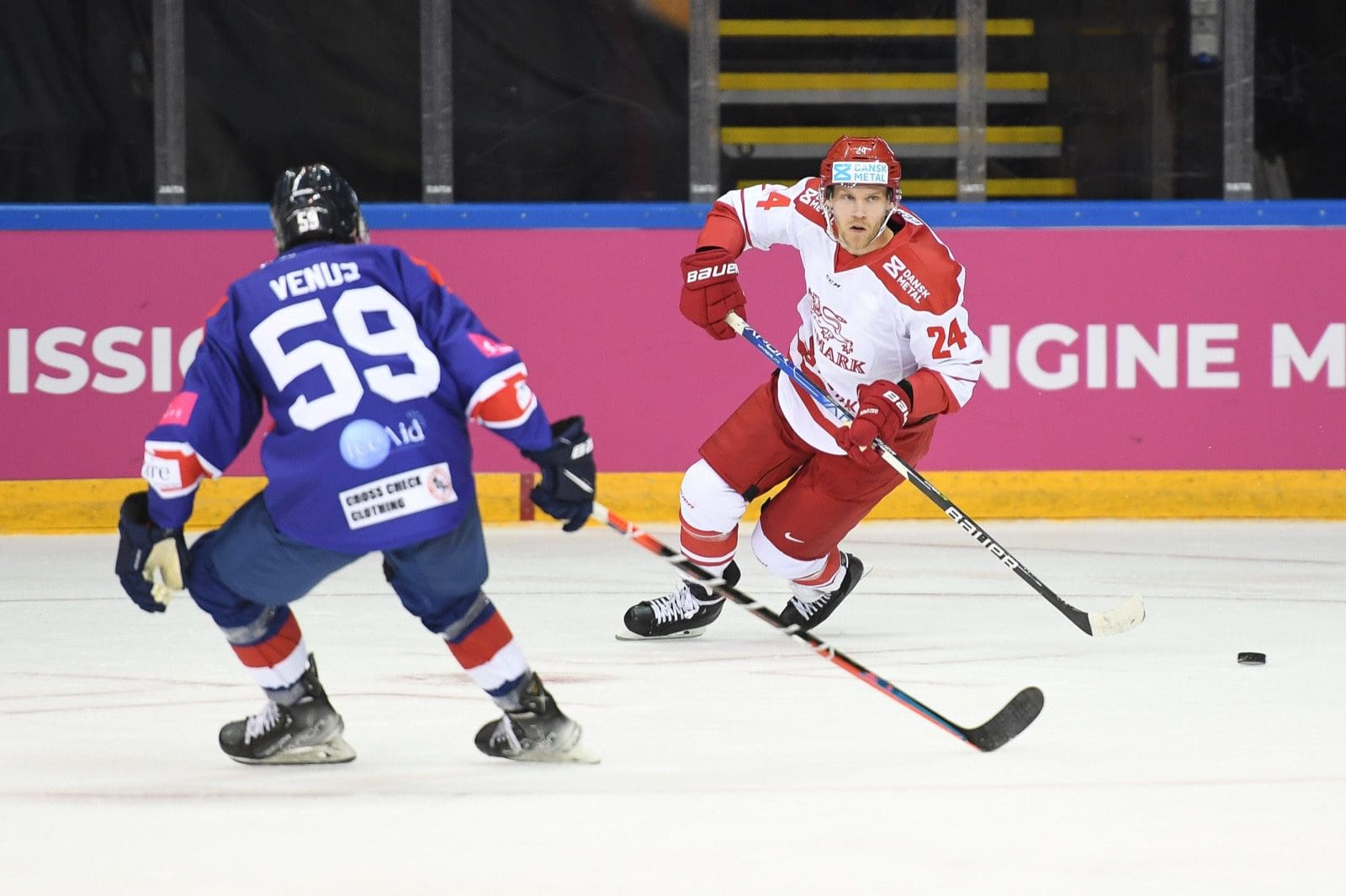 Nikolaj Ehlers starred for Denmark as they defeated Team GB at Motorpoint Arena (Image: Karl Denham)