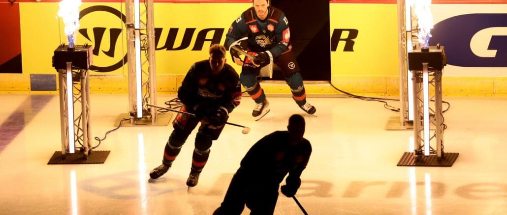 Adam Keefe's Belfast Giants take to the ice versus Skellefteå (Image: Brian Kidd)