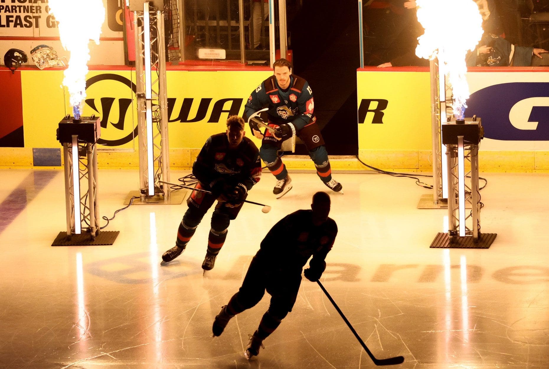 Adam Keefe's Belfast Giants take to the ice versus Skellefteå (Image: Brian Kidd)